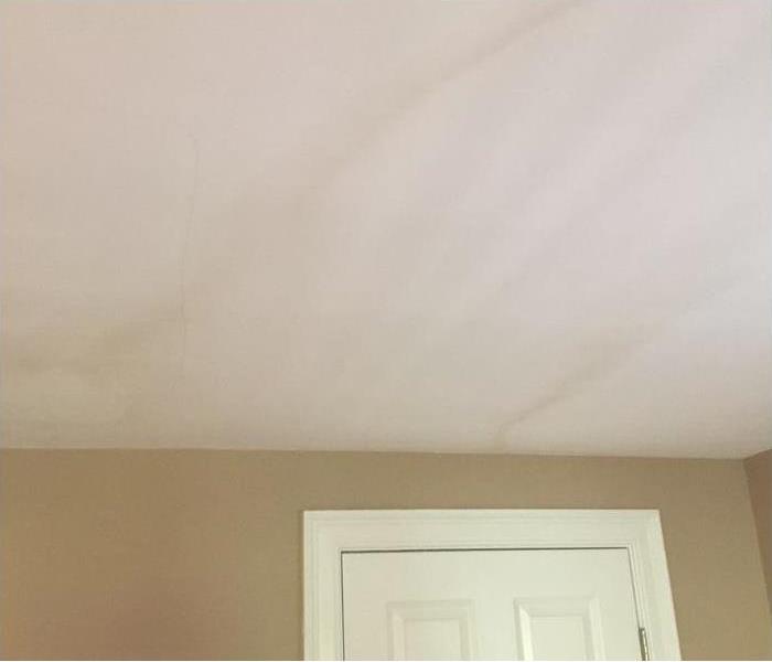white drywall ceiling with streaks of brownish mold 